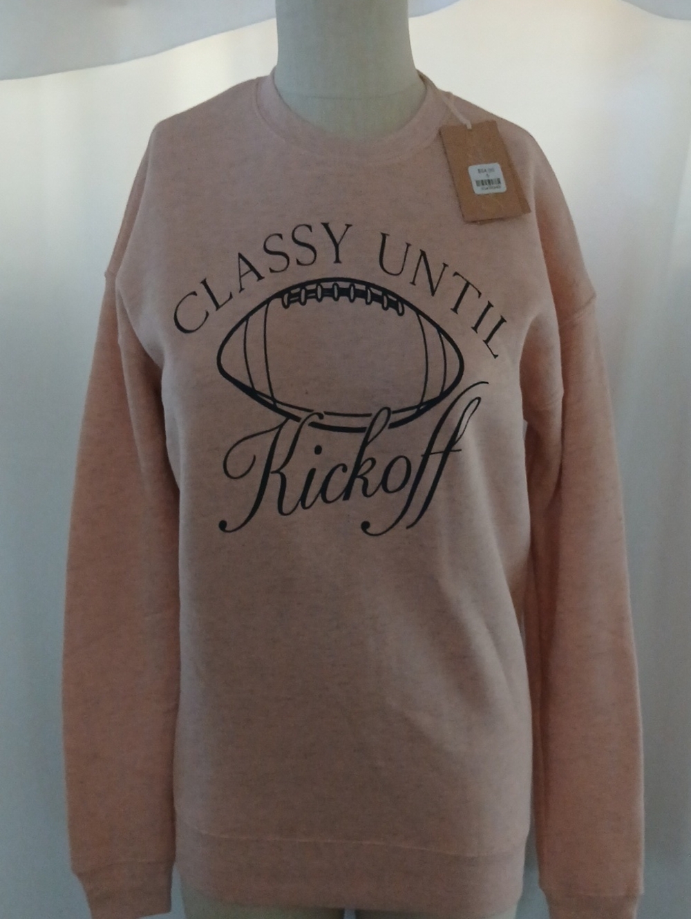 NWT Oat Collective Pink "Classy Until Kickoff" Football Sweatshirt - Small